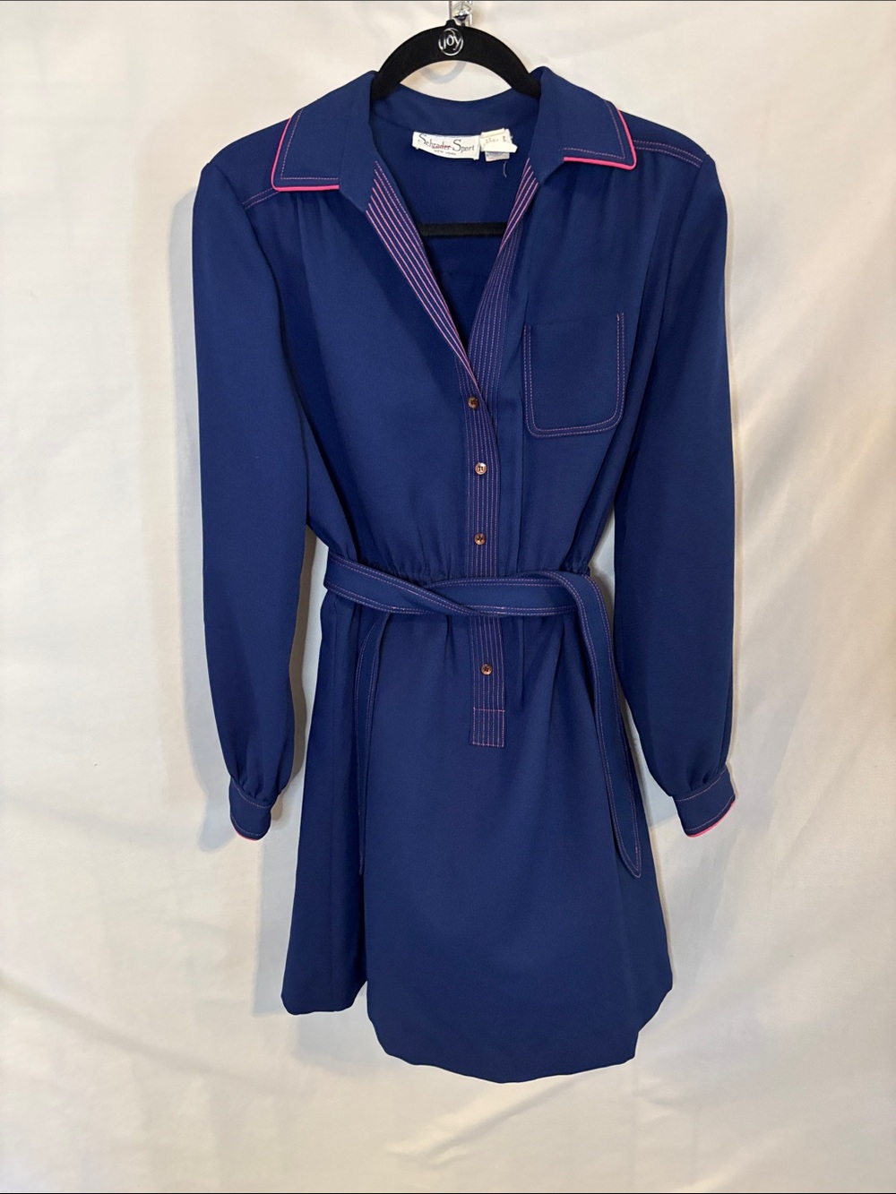 Schrader Sport Vintage 1970s Blue Button Front Dress
